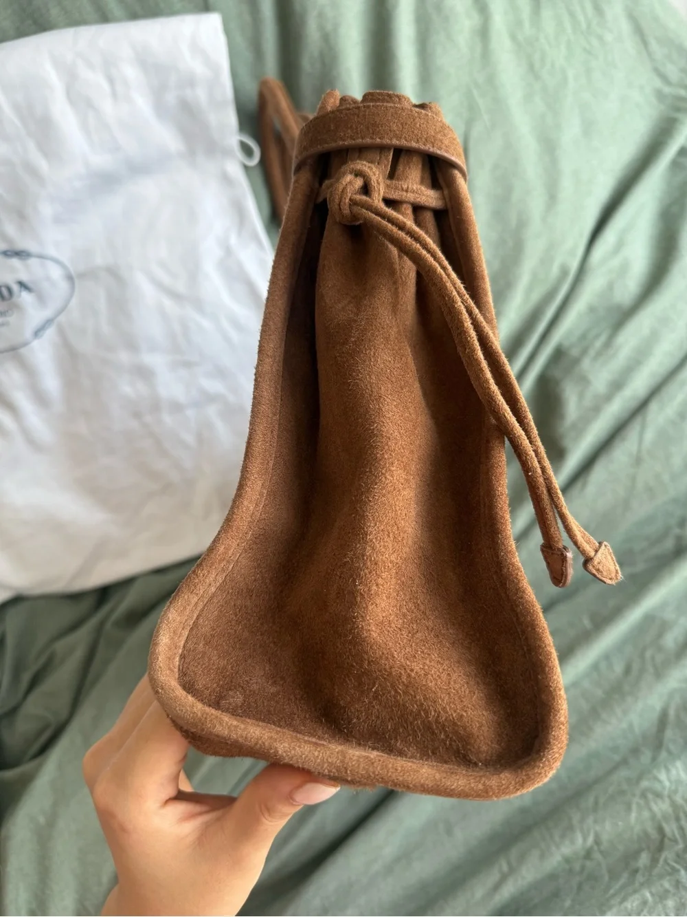 Prada Brown Bonnie Large Suede Handbag